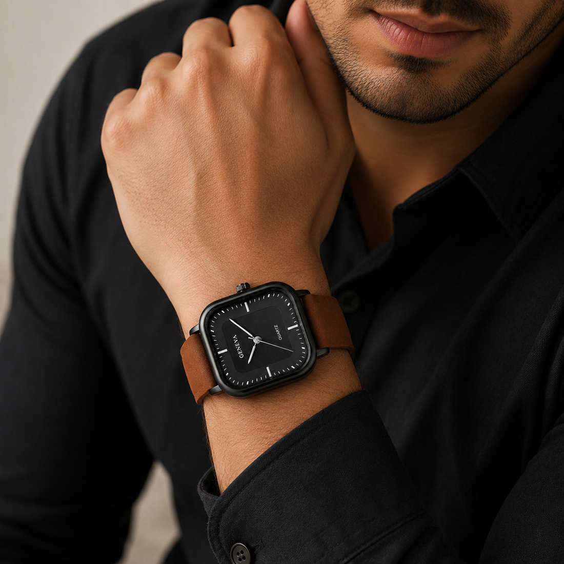 Relógio Masculino Urban Square Minimalist Castanho