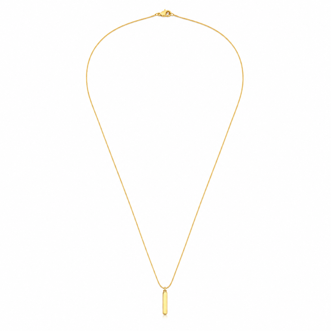 Colar Masculino Atlas dourado em aço inoxidável com pingente retangular ouro