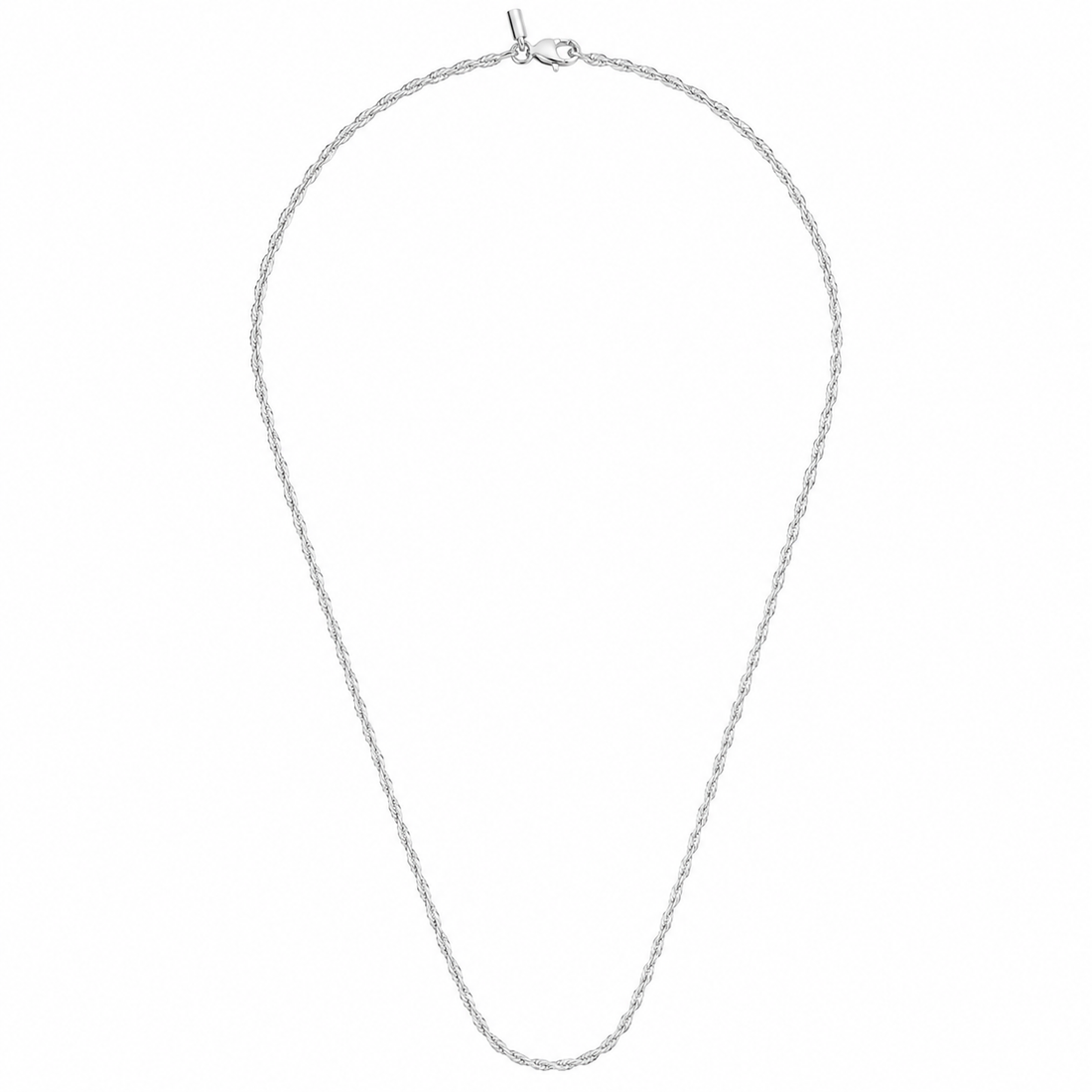 Colar Masculino Kael prata em aço inoxidável 2 mm com fundo branco