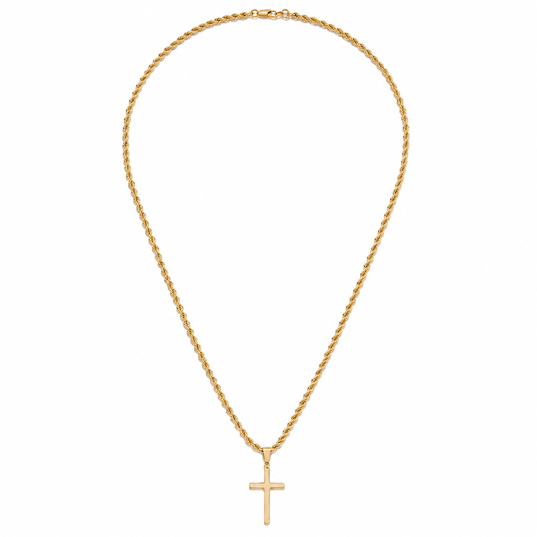 Colar Masculino Crossen dourado com pingente de cruz