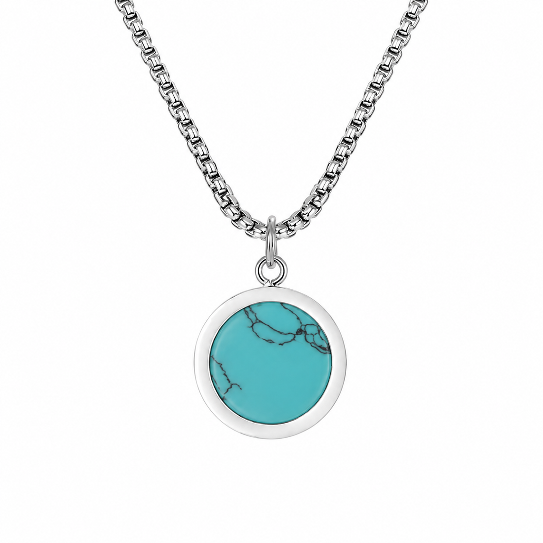 Colar Masculino Aster com pingente em pedra natural turquesa