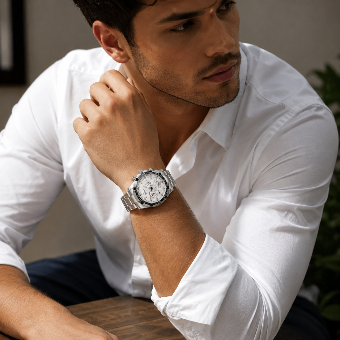 Relógio Masculino Vanguard Chronograph Prata em Aço Inoxidável