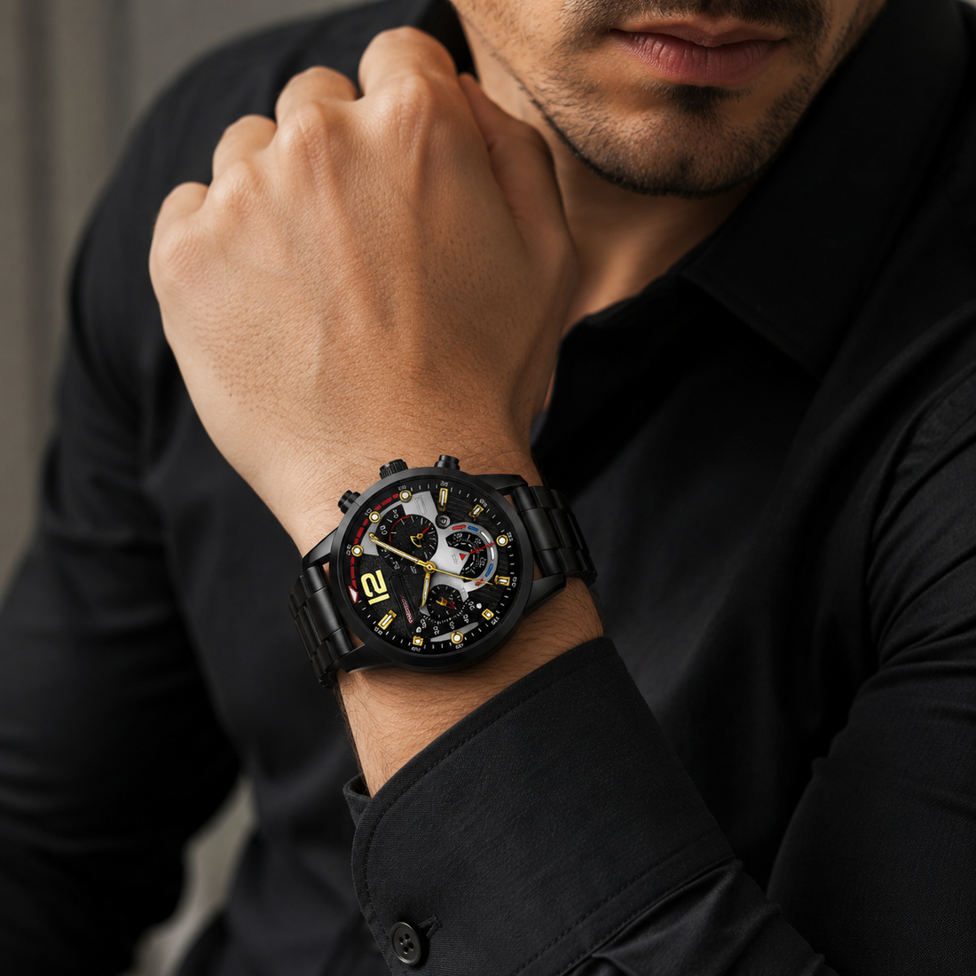 Relógio Masculino Monarch Executive Prata em Aço Inoxidável