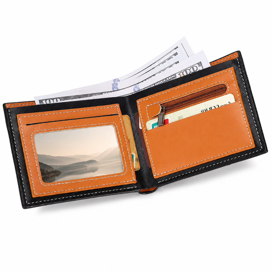 Carteira Masculina Carbon Edge preta com textura em fibra de carbono