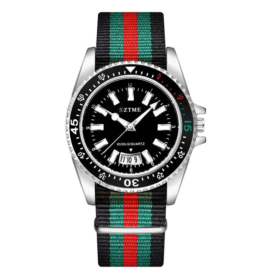Relógio Masculino Atlas Expedition com Pulseira de Nylon prata com preto