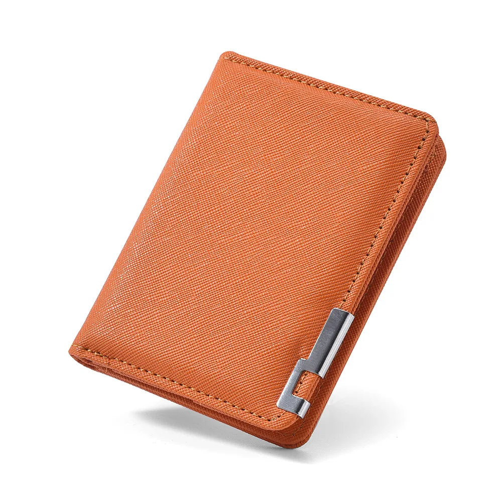 Carteira Masculina Urban Slim Vertical laranja em couro PU